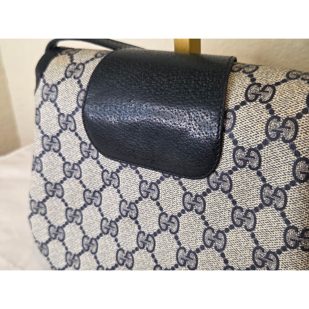 Gucci GG Supreme Navy Crossbody Bag Small Saddle Bag Italy Vintage Ophidia - Picture 4 of 15